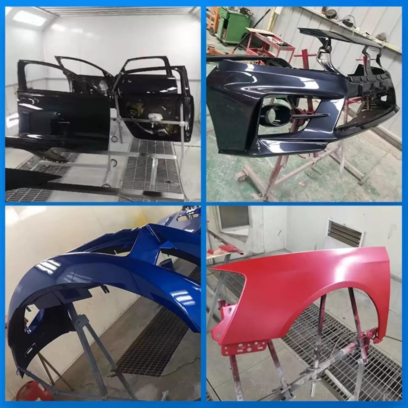 Swivel Auto Body Paint Stand with Telescopic Crossbar, Commercial Car Door Painting Racks for Workshop/Repair Shop/Paint Store, Portable Rolling Spray Painting Rack Cart