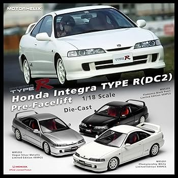 ミニカー HONDA INTEGRA TYPE R Pre-order 1/18 MOTORHELIX Honda Integra Type R DC2 Pre