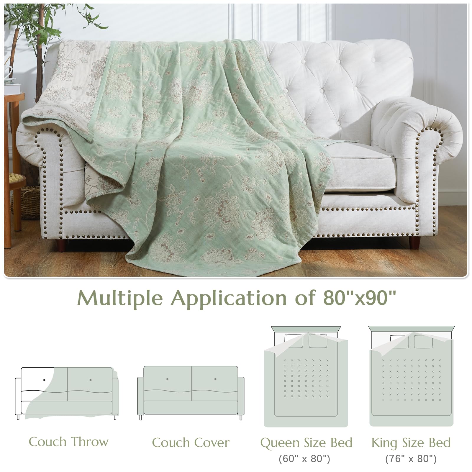 Amazon.com: jinchan Boho 100% Cotton Muslin Queen Size 80x90