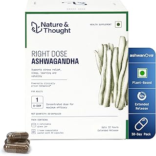 Right Dose Ashwagandha | Upto 12hr Extended Release ASHWANOVA™ |All Day Stress, Anxiety & Sleep Support | Clinically validated | 1-A-DAY | 30 Veg Capsules for Men & Women