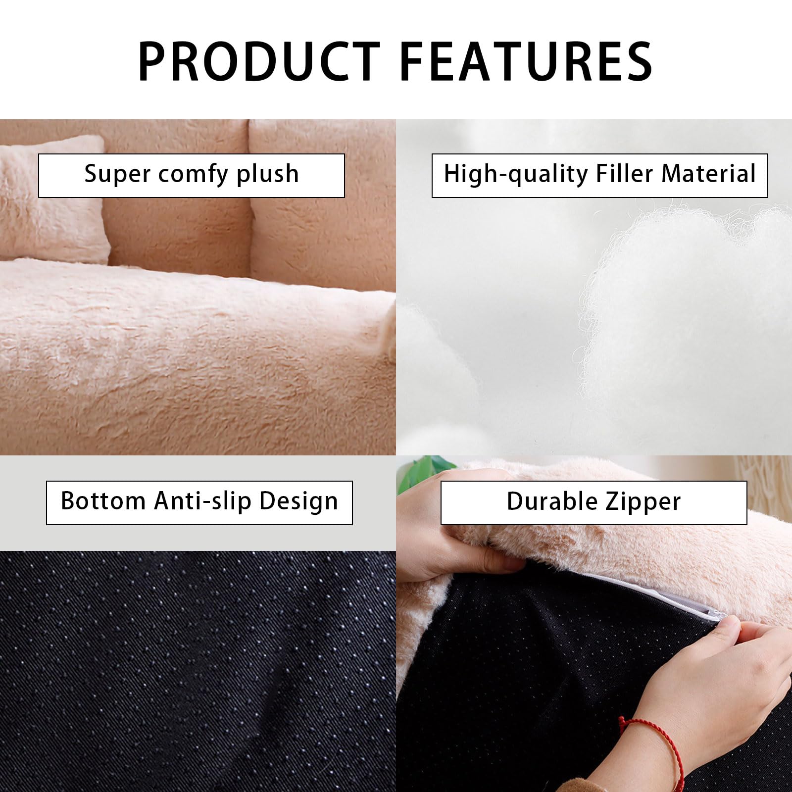 سرير اريكة للحيوانات الاليفة من ايزياميبت، بيت للكلاب والقطط والكلاب، قابل للازالة والغسل للقطط والكلاب المتوسطة والصغيرة، قاع غير قابل للانزلاق، سرير متين للكلاب، كنبة قطط منفوشة، 66 × 46 × 30 سم