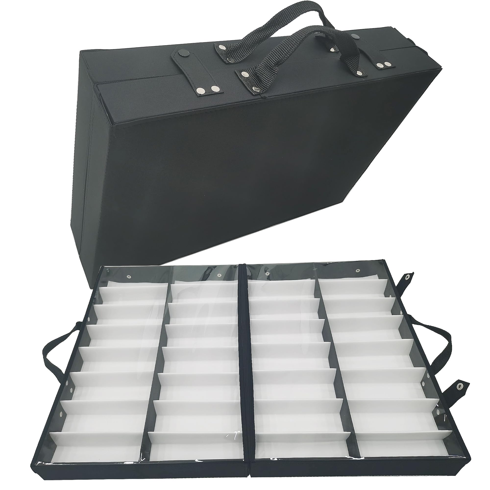 HQHAOTWU Multi Glasses Storage Case Eyeglasses Display Case 32 Pairs Sunglasses Display Tray Organizer Sunglasses Organizer Storage with Portable Handle Removable Eyeglasses Display Trays Device