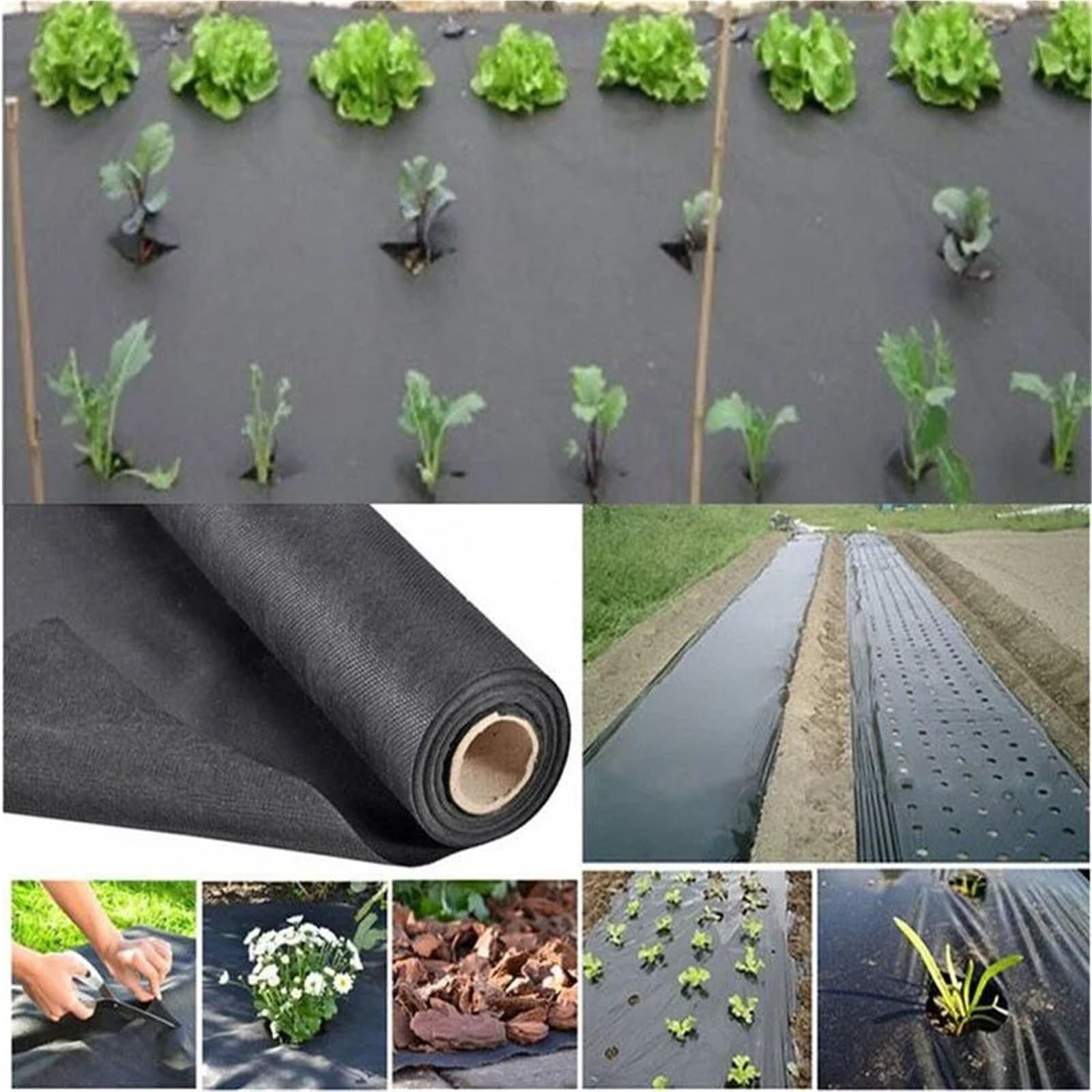 Telo Pacciamatura Tessuto Non Tessuto Nero Geotessile Traspirante Anti-età Giardinaggio Panno Anti-Erbacce Diserbo(50cm x 10m)
