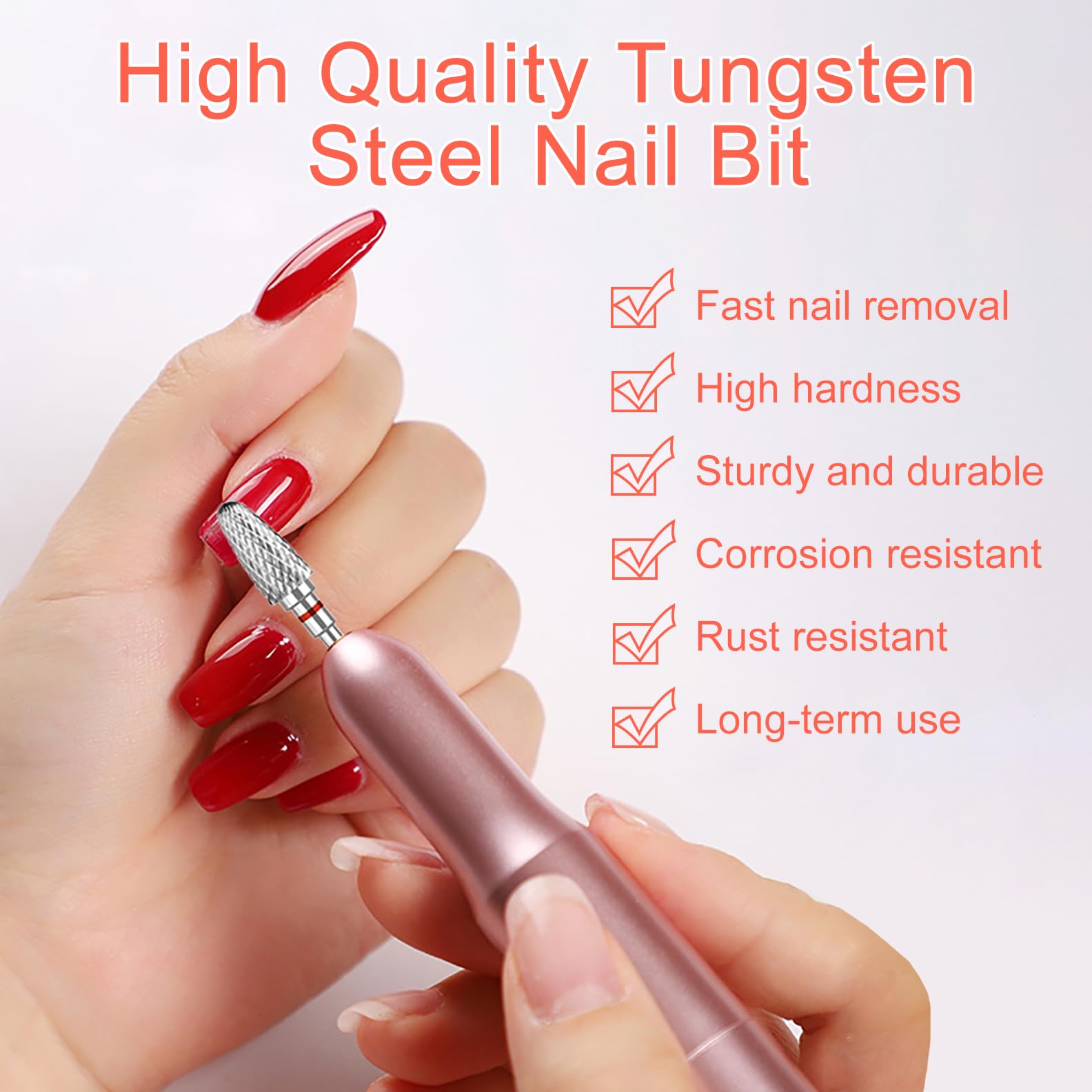 3 Pezzi Punte Fresa Unghie, 3/32 Pollici Punta Fresa Unghie Carburo di Tungsteno, per Rimuovere Gel, Acrilico, Cuticola, Strumenti per Manicure e Pedicure