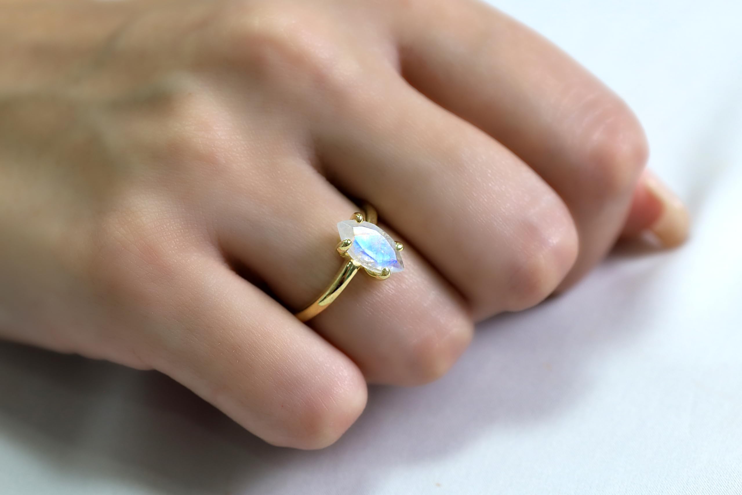 Eleganter Mondstein Ring - Charmante Rose Gold Marquise Ringe für Frauen - Anpassbare Versprechen Ring, Stapelbar Ring, Jeden Tag Ring - Handgemachter Schmuck für Veranstaltungen