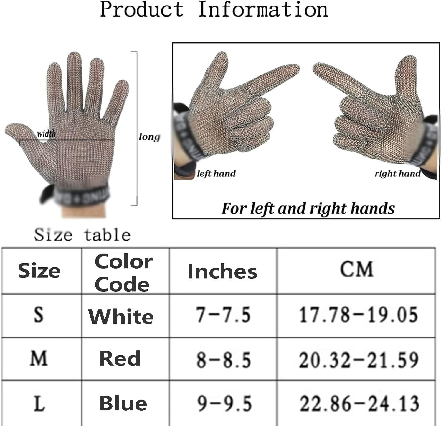 Metal Mesh Safety Glove, Chainmail Protective Glove for Cutting Tasks, Durables Stainless Steel Work Glove for Kitchen, Gardening, Factory and Industrial Applications 2 Pcs,XS