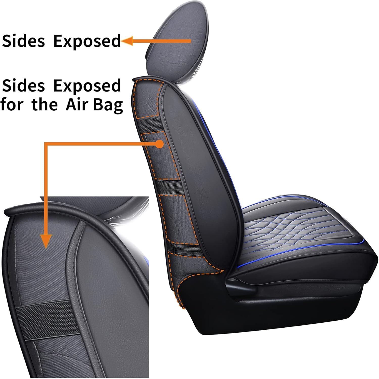 YIERTAI Tacoma Seat Covers Compatible with Tacoma 2005-2024 2025 2026 Crew Double Access Cab TRD Off-Road Limited SR SR5 Trail Edition Truck Waterproof Faux Leather(2 PCS Front/Black-Blue)