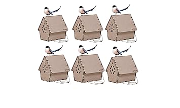 GLNRM Wooden 3 Mm ply Bird Home for Sparrow | Kingfisher | Squirrel | Humming Bird | Small Bird | Attracting Birds - Hevy Material - 6 Nos