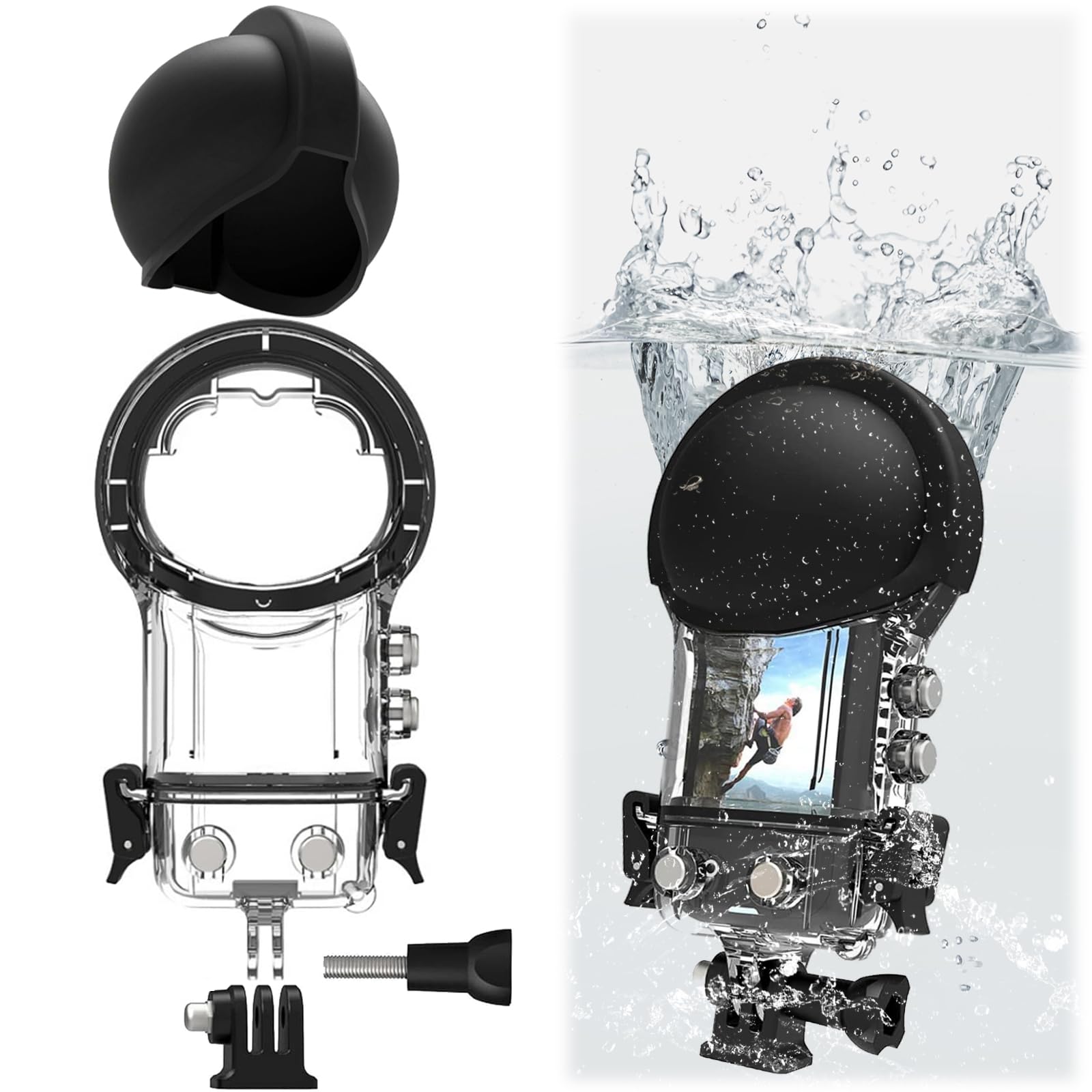 30m Profondeur Protection Boîtier étanche 30m Pour Insta360 ONE X3 - Lentille Verre Trempé - Base Invisible Incluse - Plongée, Sports Nautiques Boitier Sous Marin Lentille Claire 30m Profondeur Protection Boîtier étanche 30m Pour Insta360 ONE X3 - Lentille Verre Trempé - Base Invisible Incluse - Plongée, Sports Nautiques Boitier Sous Marin Lentille Claire