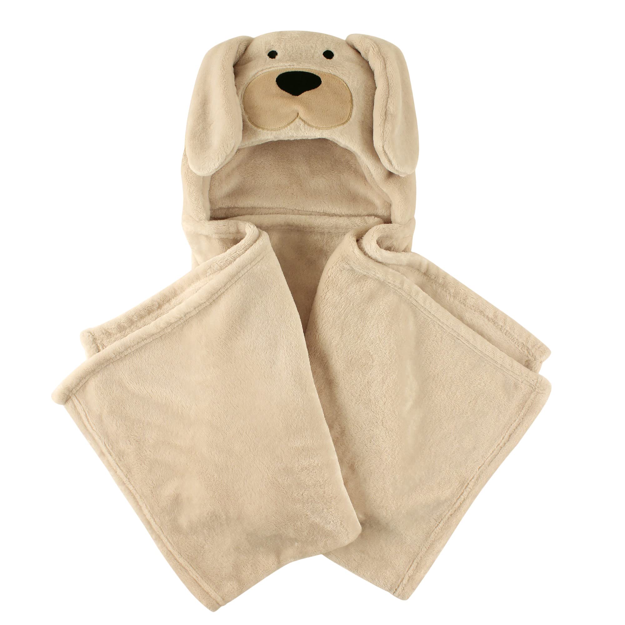 Hudson Baby Unisex Baby and Toddler Hooded Animal Face Plush Blanket, Dog, One Size