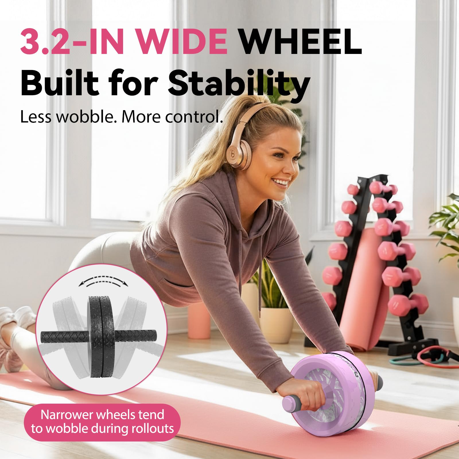 VINSGUIR Ab Roller Wheel, Abs & Core Workout Equipment for Home Gym with Knee Pad Accessories, Abdominal Wheel for Full-body Strength Training