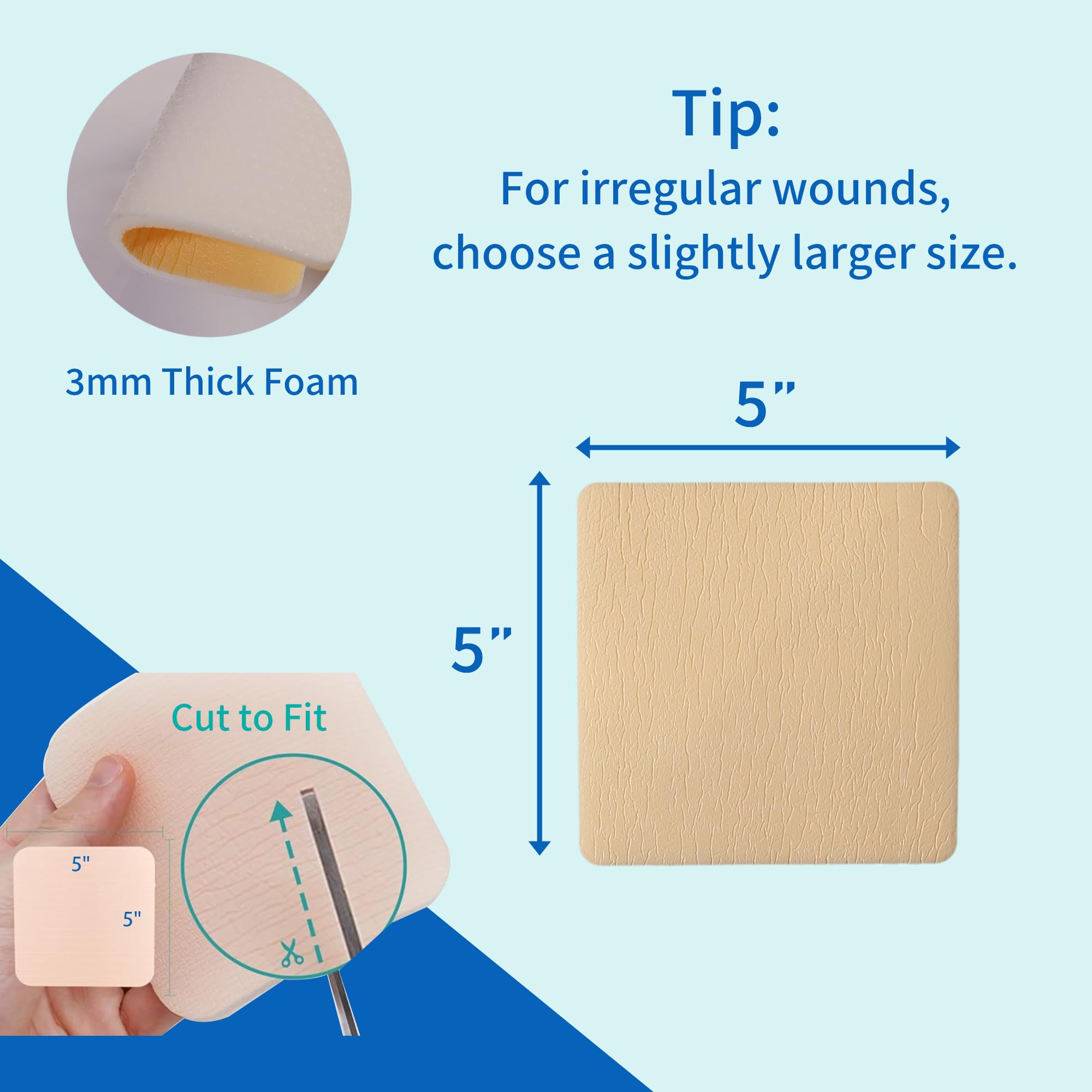 OSTUPMED 10Pcs Ultra Soft Silicone Foam Dressing 5