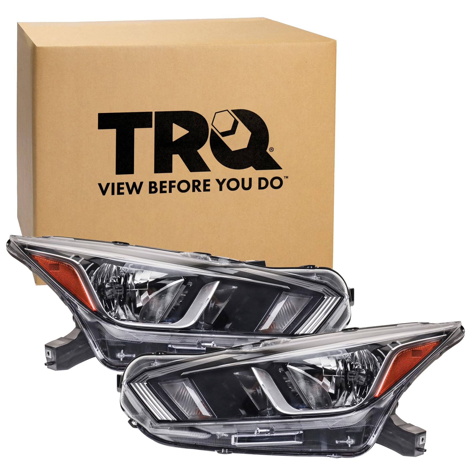 TRQ Headlight Assembly Set Driver &amp; Passenger Side NI2502300 NI2503300 Compatible with 2023-2024 Nissan Versa