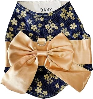 BAMY Dog Sakura Harness and Leash Cat Cherry Blossoms Dress Pet Japenese Kimono Clothe (M)
