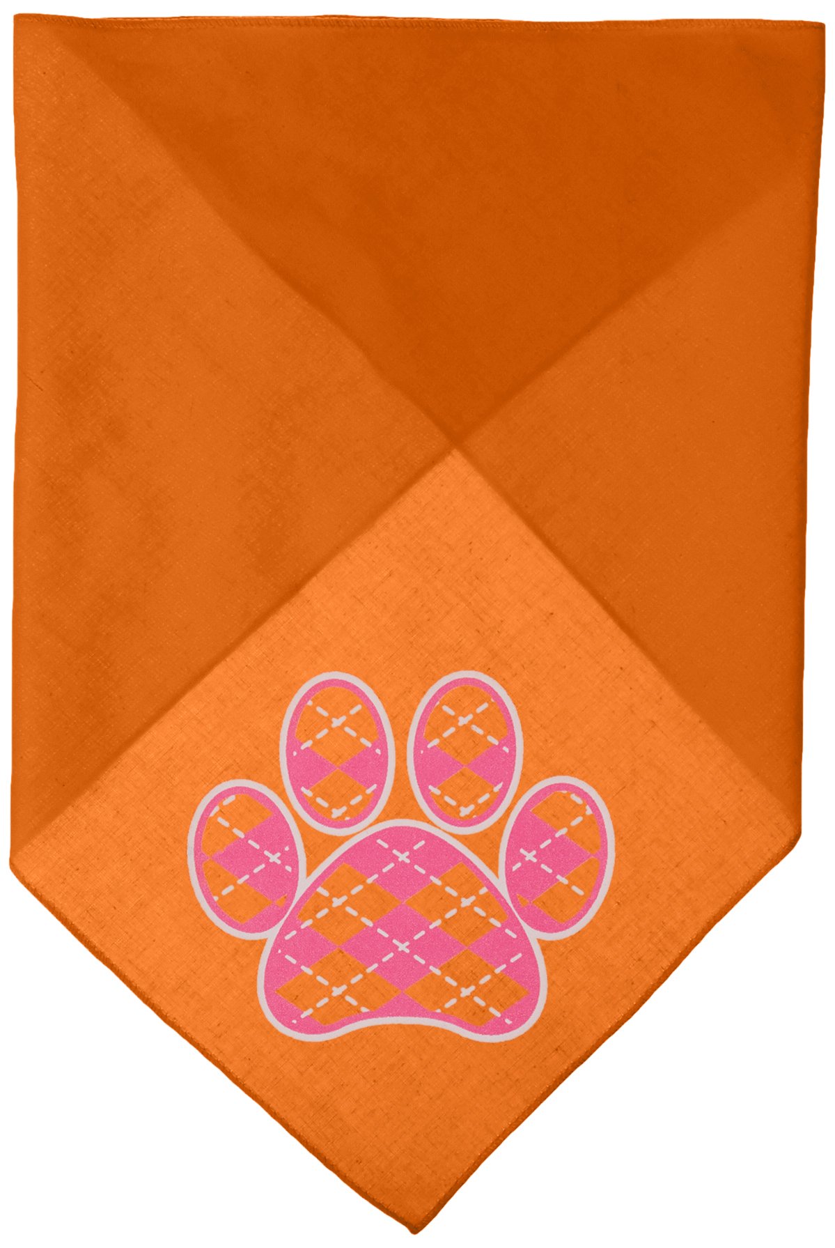 Mirage Pet Products Argyle Paw Pink Screen Print Bandana for Pets, Large, Orange