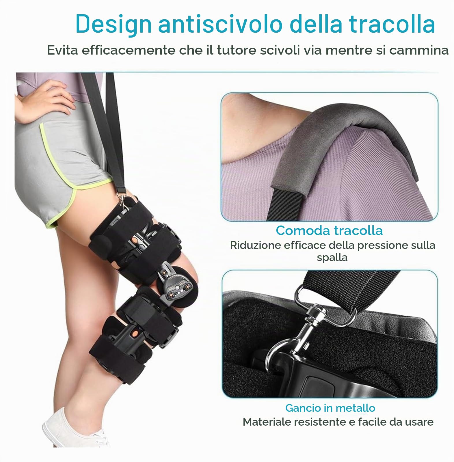 Ginocchiera Ortopedica Articolata con Blocco Angolazione Regolabile (-10°-120°) - Tutore Ginocchio per Lesioni LCA/LCP/Menisco, Artrosi e Post-Operatorio - Stabilizzatore Sportivo Unisex
