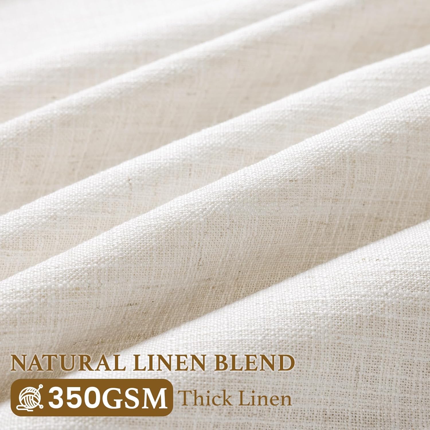 Pinch Pleated Linen Curtains White 84 inch Length 2 Panels Flax Farmhouse Semi Sheer Beige White Curtains for Living Room Bedroom Pleated Drapes Rod Pocket Back Tab Window Curtain Set, 2 Panels