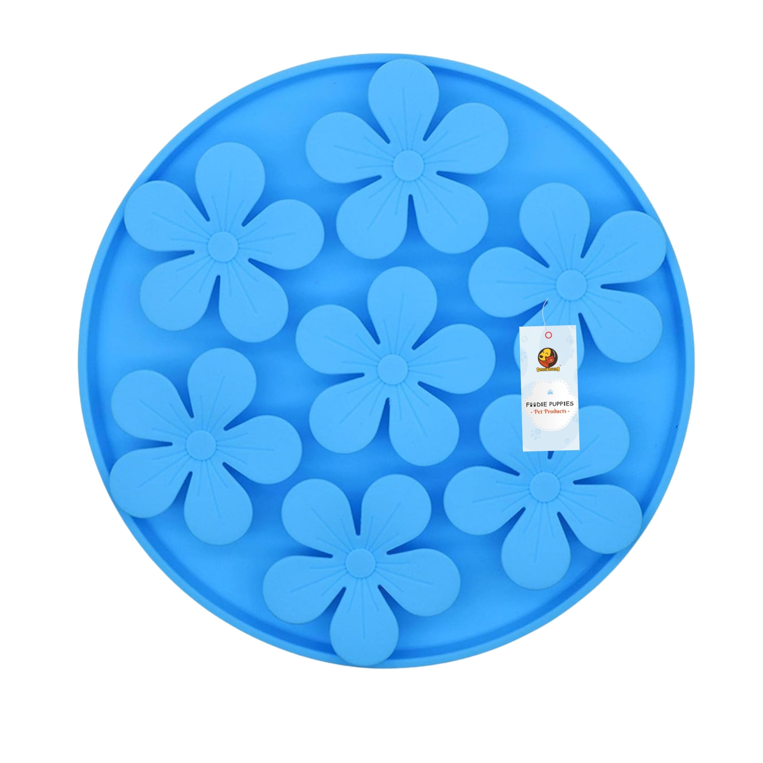 Foodie Puppies Round Silicone Slow Feeding and Licking Mat for Cats and Puppies - Flower Food Mat | Slow Feeder Bowl, Dog Cat Puzzle Toy