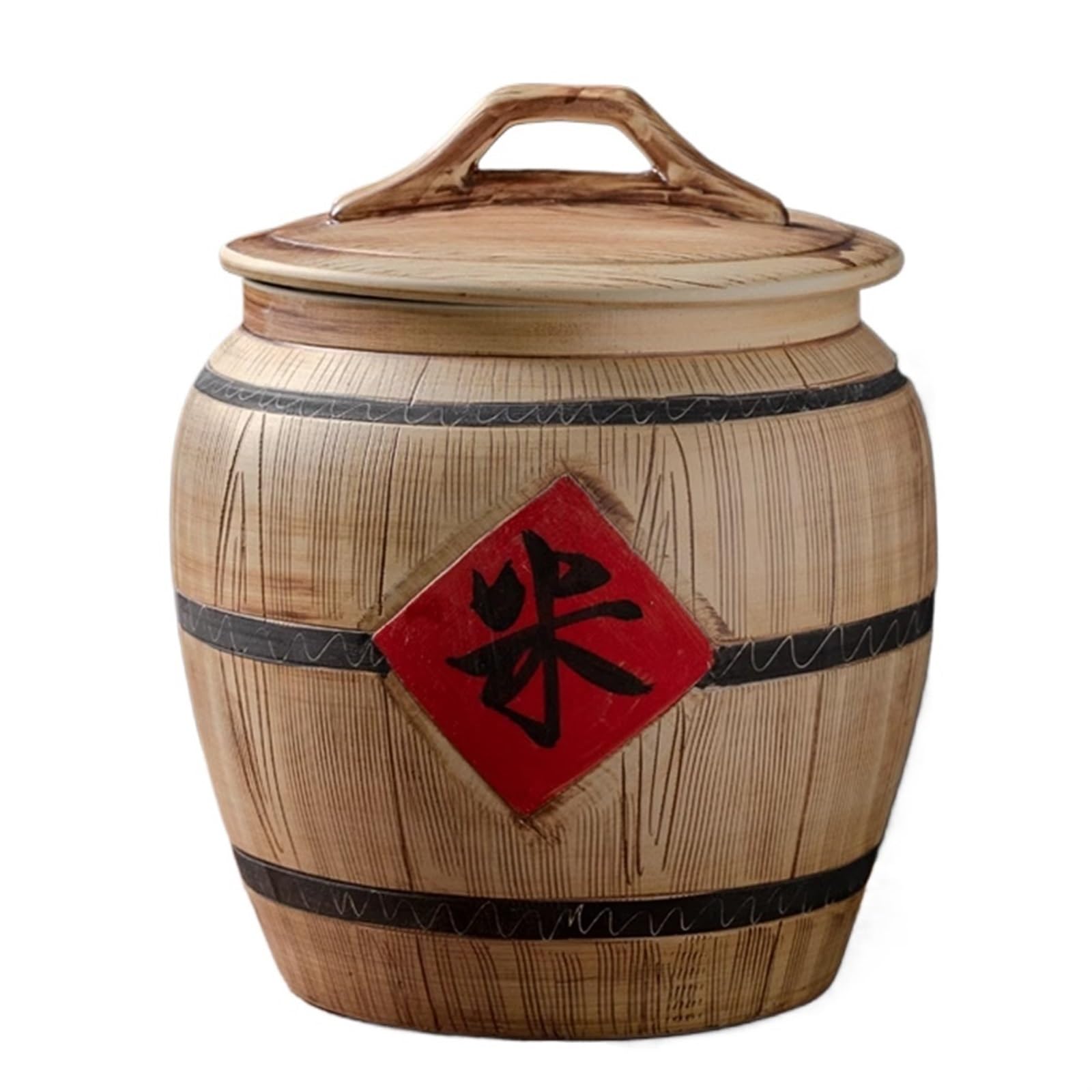 MESCXTY Ceramic Rice Storage Container Bucket Coffee Canister Chinese Box Food Jar for Kitchen Pantry Household(10KG)