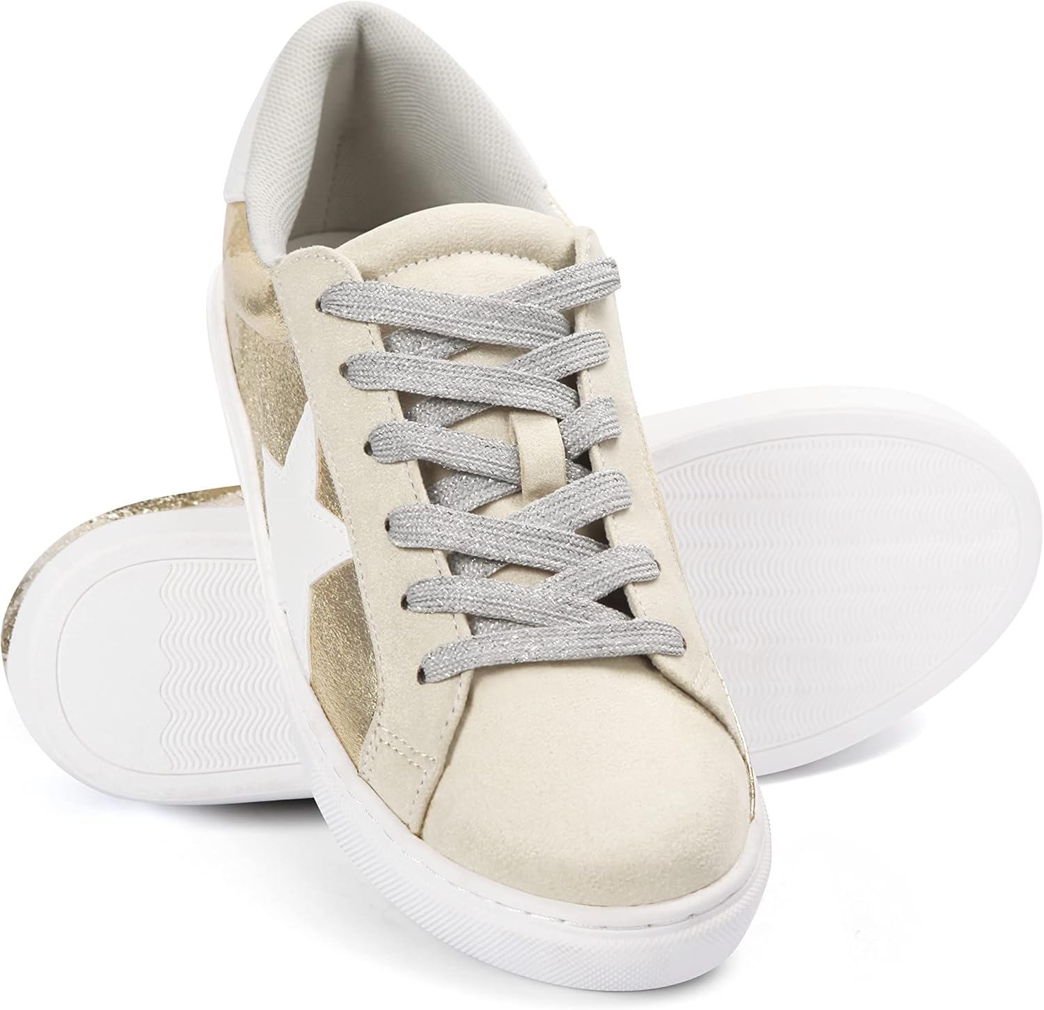 PARTY Women's Fashion Star Sneaker Lace Up Low Top Comfortable Cushioned Walking Shoes - Image 4