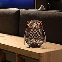 Vista 8 de Tooarts Búho en forma de metal moneda banco caja artesanía arte artesanal