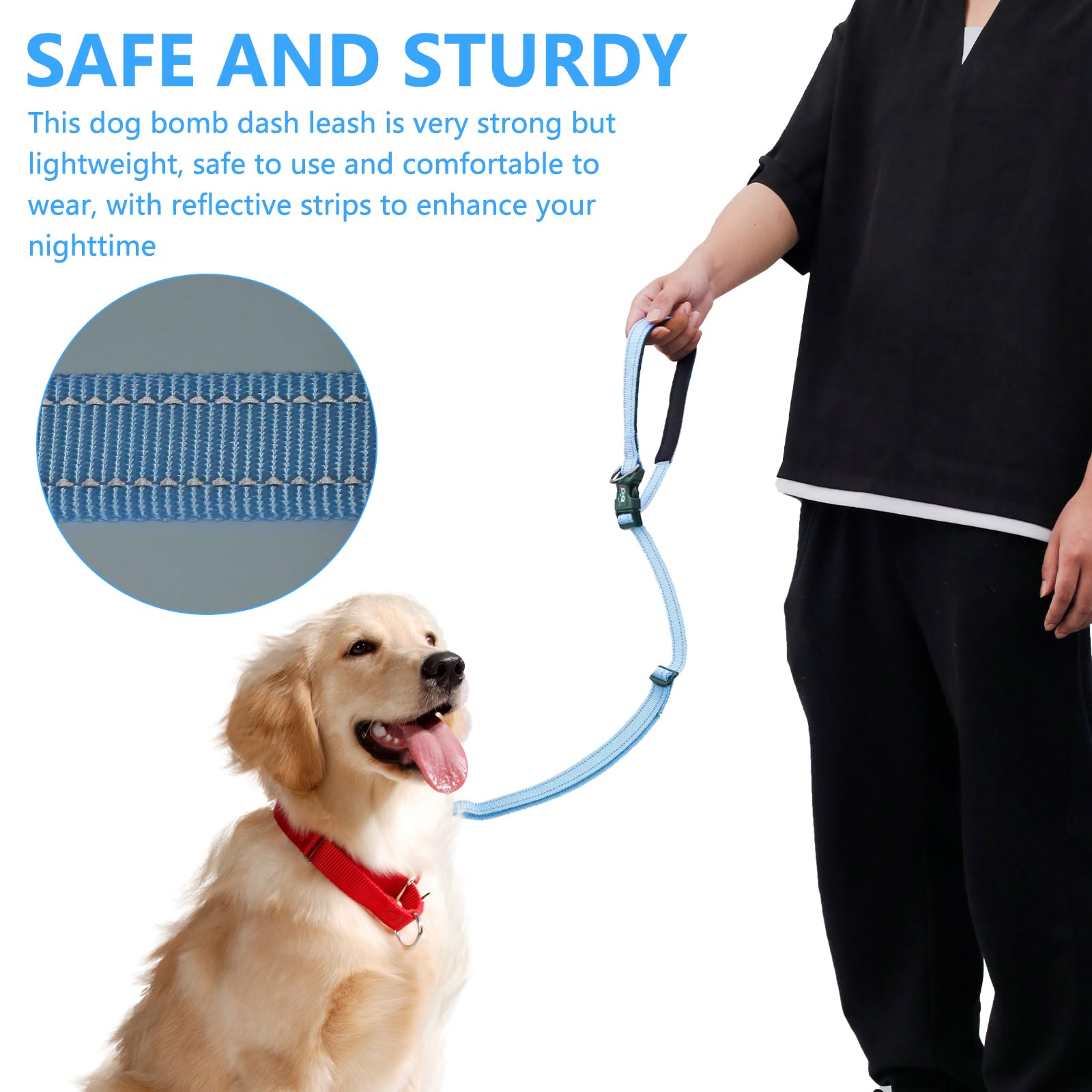 HSHGZSR Dog Leash, Adjustable Dog Leash, Comfortable Waist Dog Leash Belt, Dog Leash Dog Running Waist Leash, Versatile Crossbody Rope for Walking Safe Waist Dog Leash Belt (Light Blue)