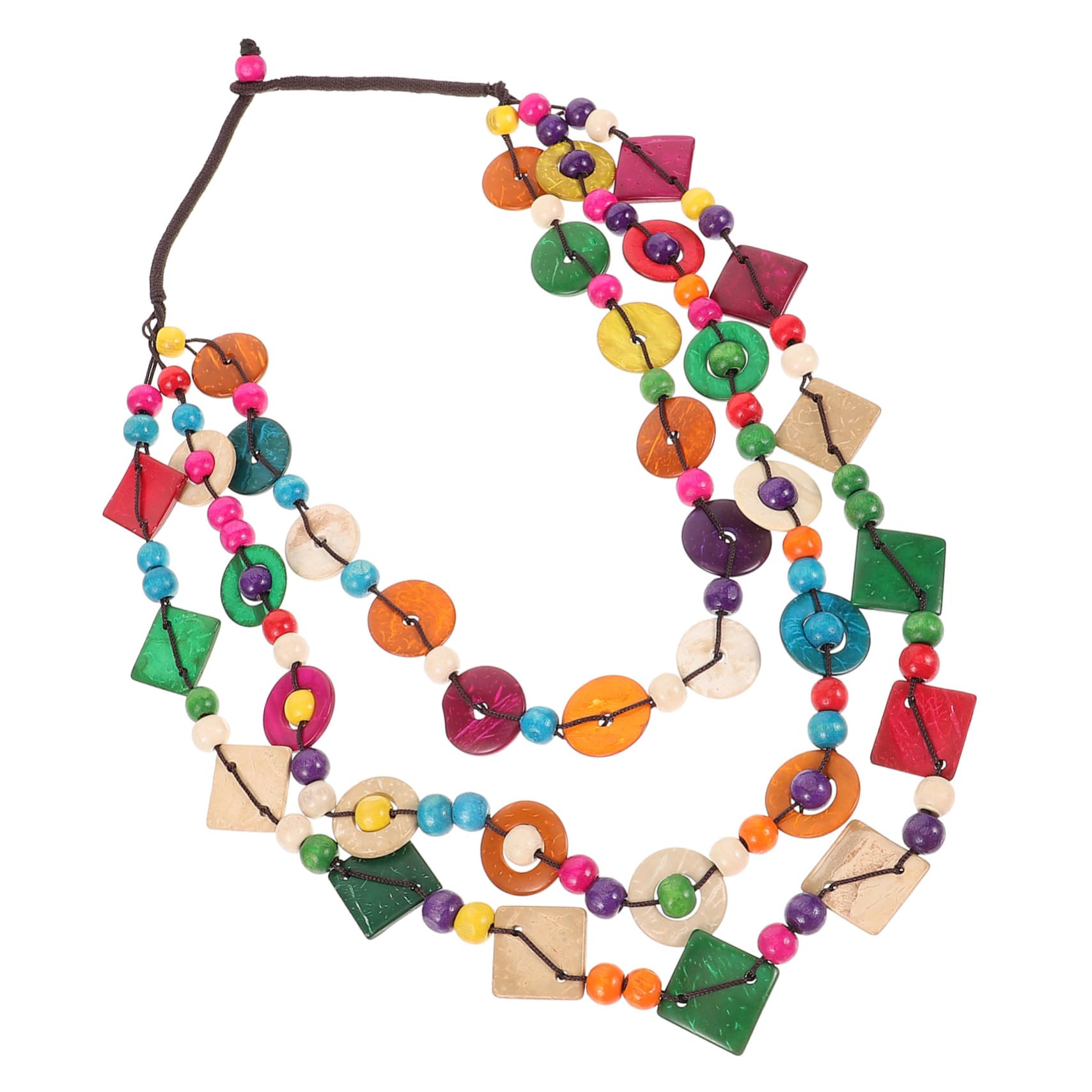 Collier en coco aux finitions vintage et perles de bois légères