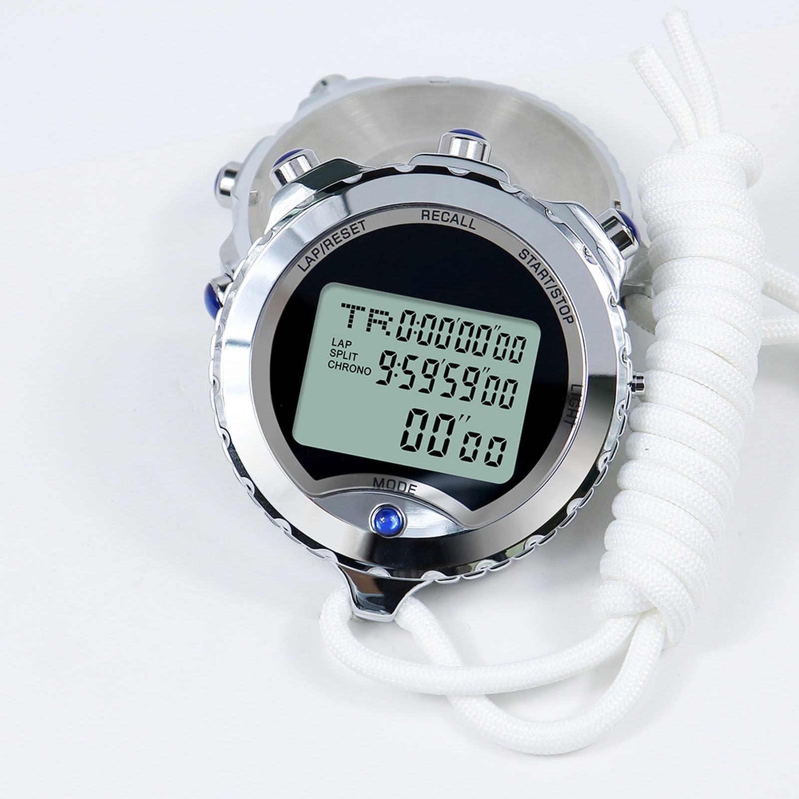 Cronometro Timer Lega Resistente all'Acqua Ampio Display 100 Giri Memoria Sport Digitale Timer con Orologio Sveglia Calendario Luminoso per Allenatori