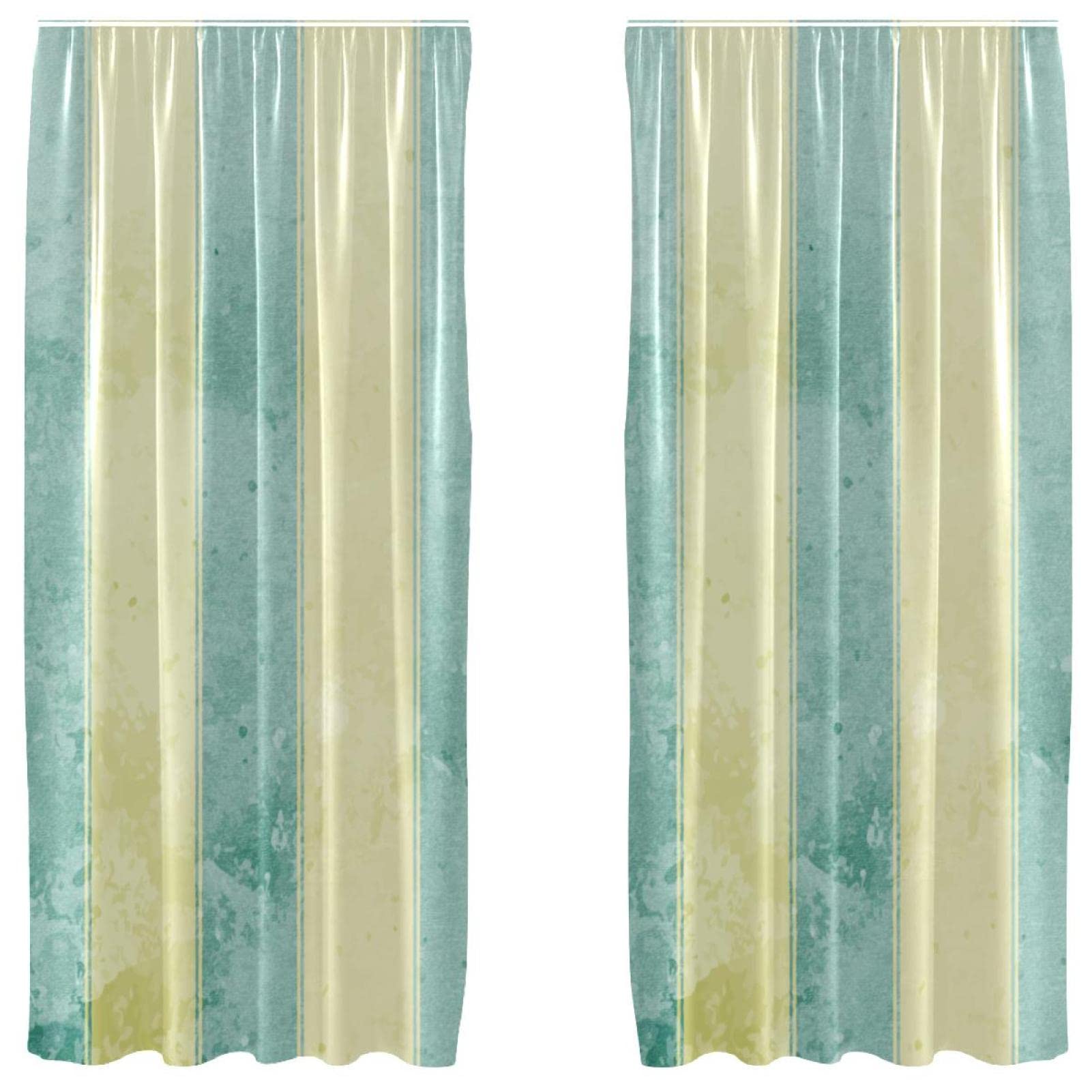 Cortinas a rayas amarillas y azules para salón y dormitorio juego de 2 paneles 55 x 84
