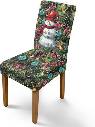 Vista 37 de Rnyleeg Juego de 6 fundas protectoras para sillas de comedor de Navidad, sin brazos, diseño de árbol de Navidad, para sala de estar, diseño de árbol
