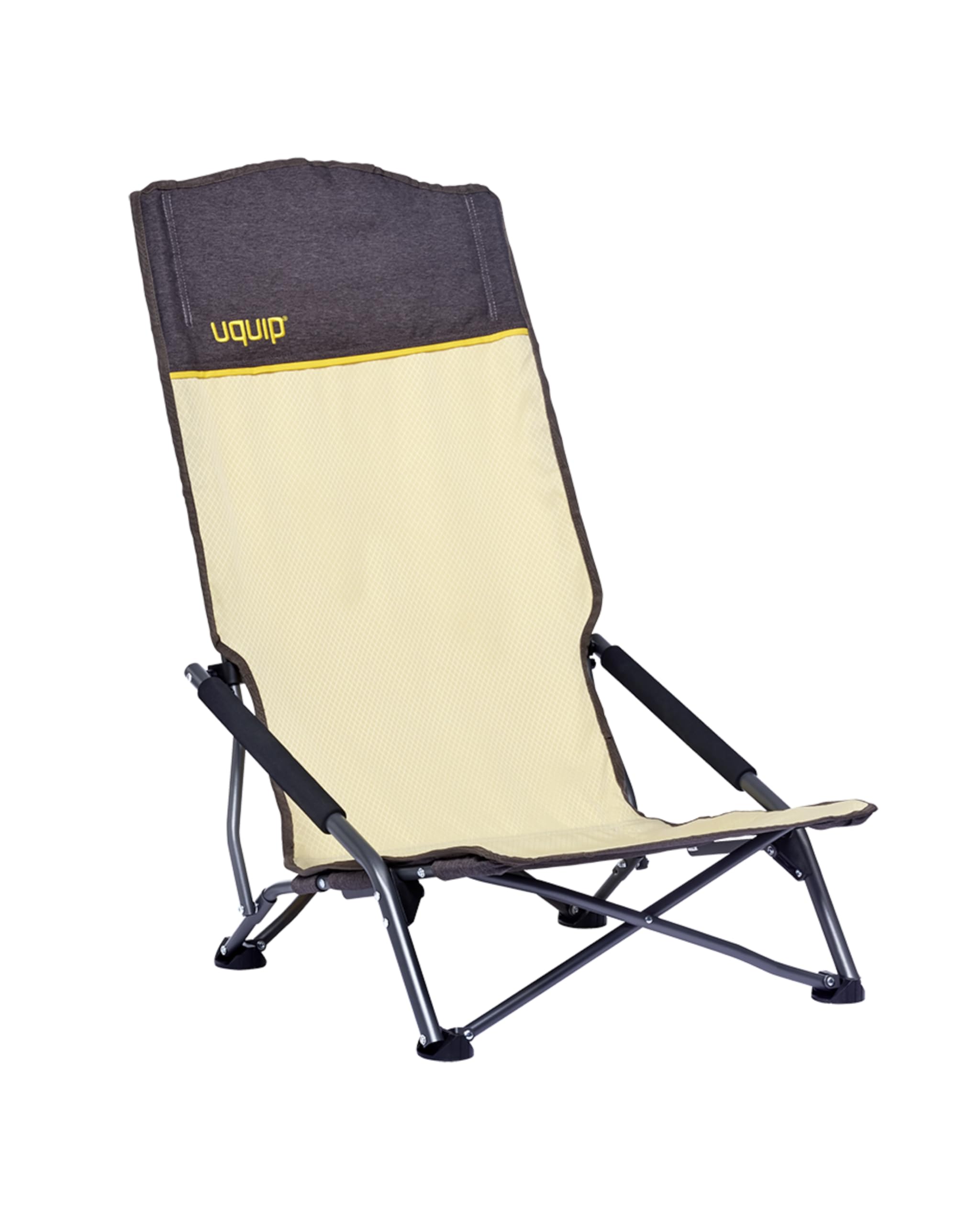 Uquip Campingstuhl Sandy XL boulder I faltbarer Strandstuhl mit 120 kg Traglast I kompakter Faltstuhl aus Stahl & Polyester I klappbarer Outdoor-Stuhl für Camping, Strand, Angeln, Garten & Festivals