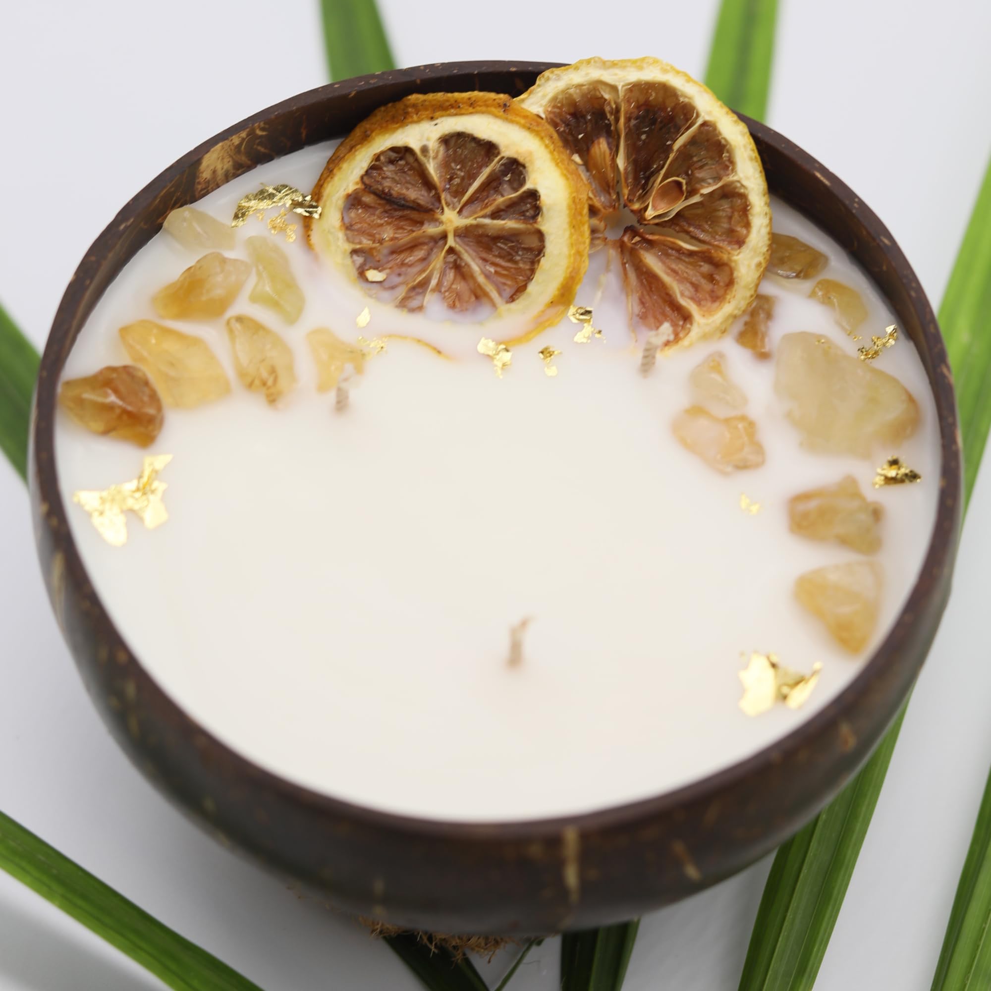 InaraCoconut Bowl Fresh Lemon Scented Candles | Decorative, Soot Free 3 Wicks Natural Soy Candles | Holds up to 10oz Wax with 60+ Hours of Burn time | Handmade and Hand Poured in USA