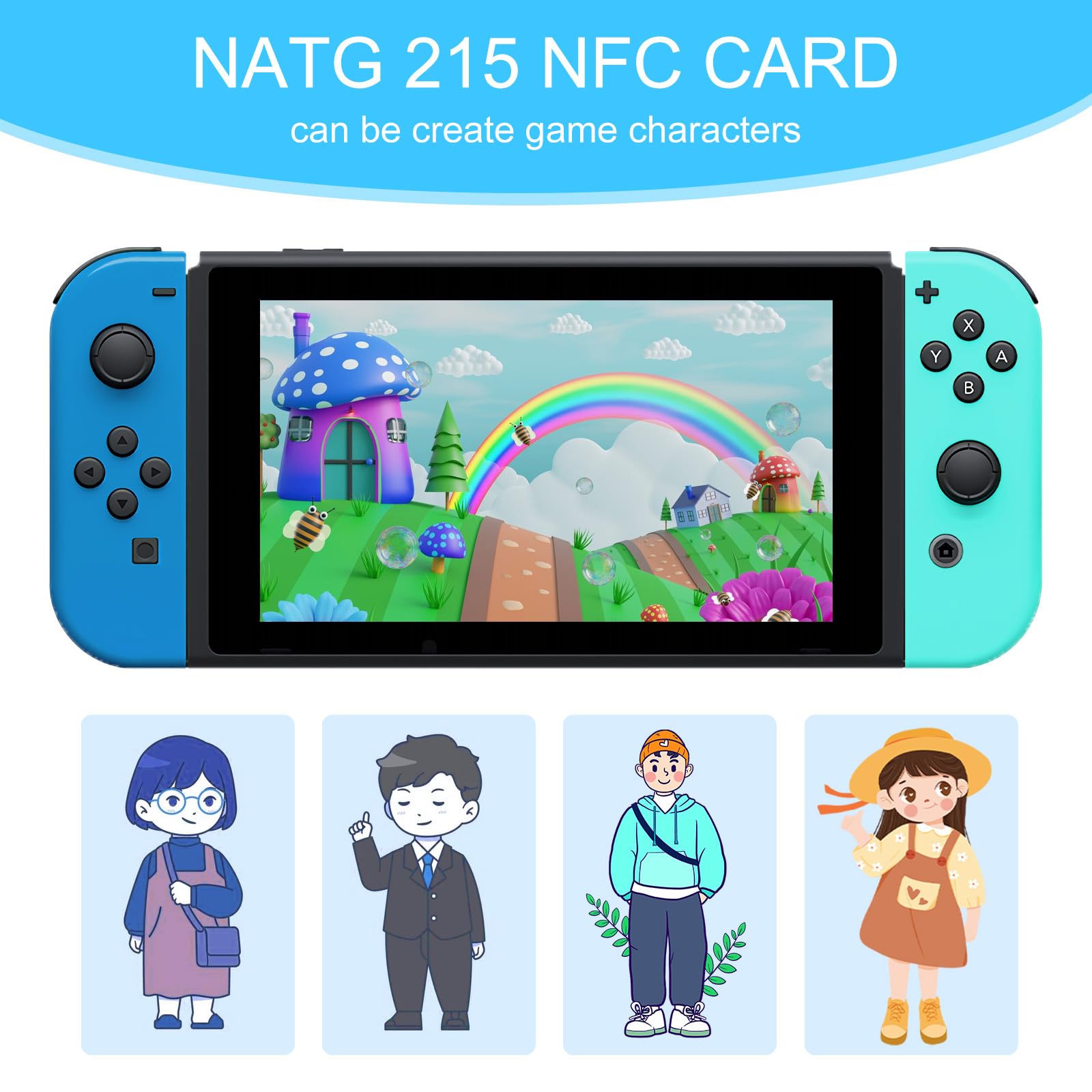 NFC-Karten NTAG215, blanko, programmierbar, PVC, 504 Byte, Speicher, Weiß, 200 Stück