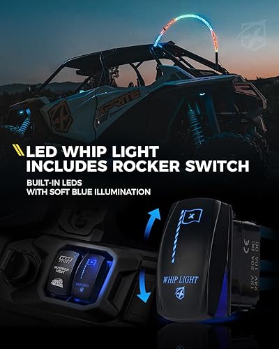 Miniatura 10 de Xprite 2 luces LED en espiral RGBW de 3 pies con base de resorte, aplicación y control remoto, luces de freno de marcha atrás, antena de