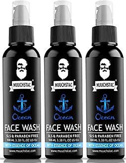 Muuchstac Ocean Face Wash for Men | Fight Acne & Pimples, Brighten Skin, Clears Dirt, Oil Control, Refreshing Feel - Multi-Action Formula (3x100 ml)