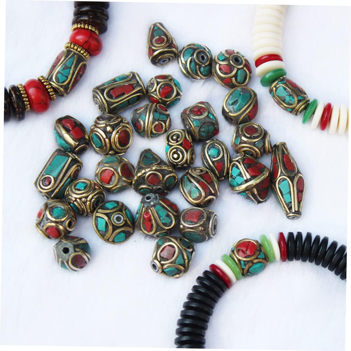 Nepal Handmade Buddha Beads 0.43 Inch Turquoise Brass Spacer Beads for DIY Jewelry Making Crafts Bracelets Necklaces - Image 6