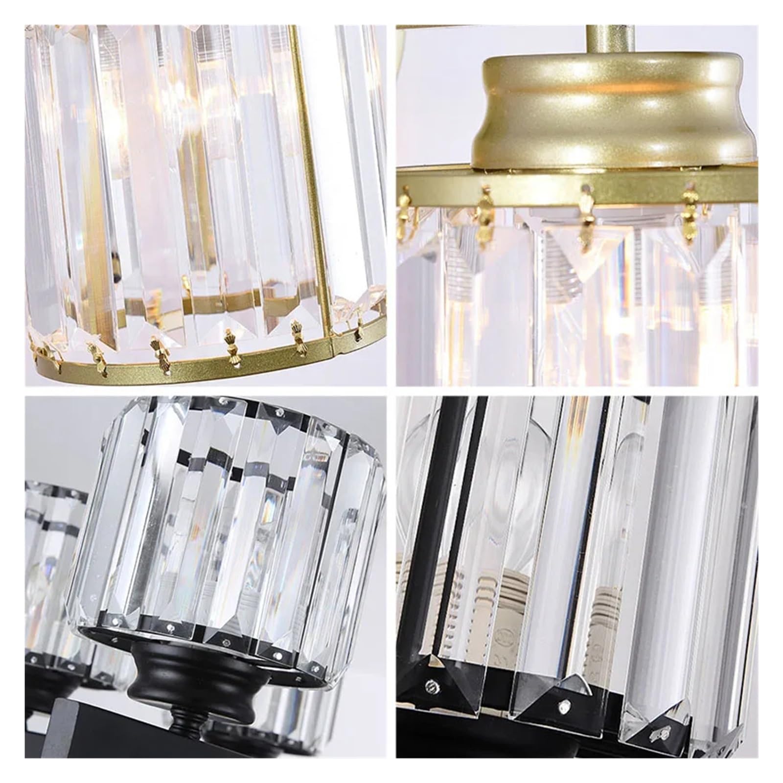 Nowoczesna Prosta Kwadratowa Kryształowa Kinkiet Sypialnia Salon Gabinet Cylindryczne Oświetlenie Wewnętrzne Led Do Wystroju Domu Jasne śWiatłA(Nature White,Cylinder black)