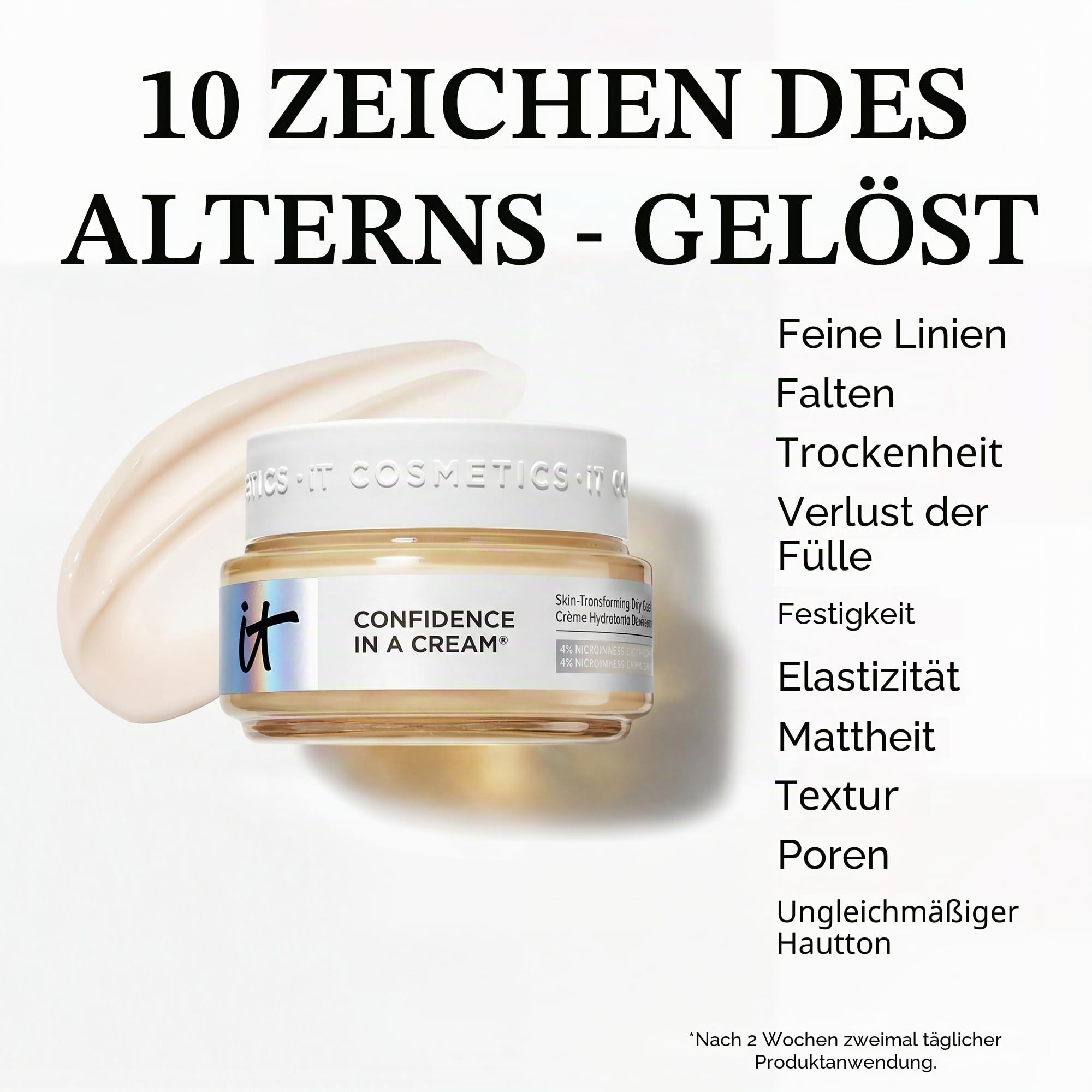 IT Cosmetics Confidence in a Cream, Feuchtigkeitsspendende Anti-Aging-Gesichtscreme zur Verbesserung der Hautstruktur, Gegen Falten und feine Linien, Für mehr Elastizität und Spannkraft