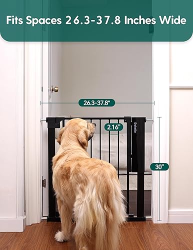 Miniatura 8 de Babelio Puerta de bebé con sensor infrarrojo para puertas y escaleras, 26-40 pulgadas, puerta para perros y cachorros, color negro