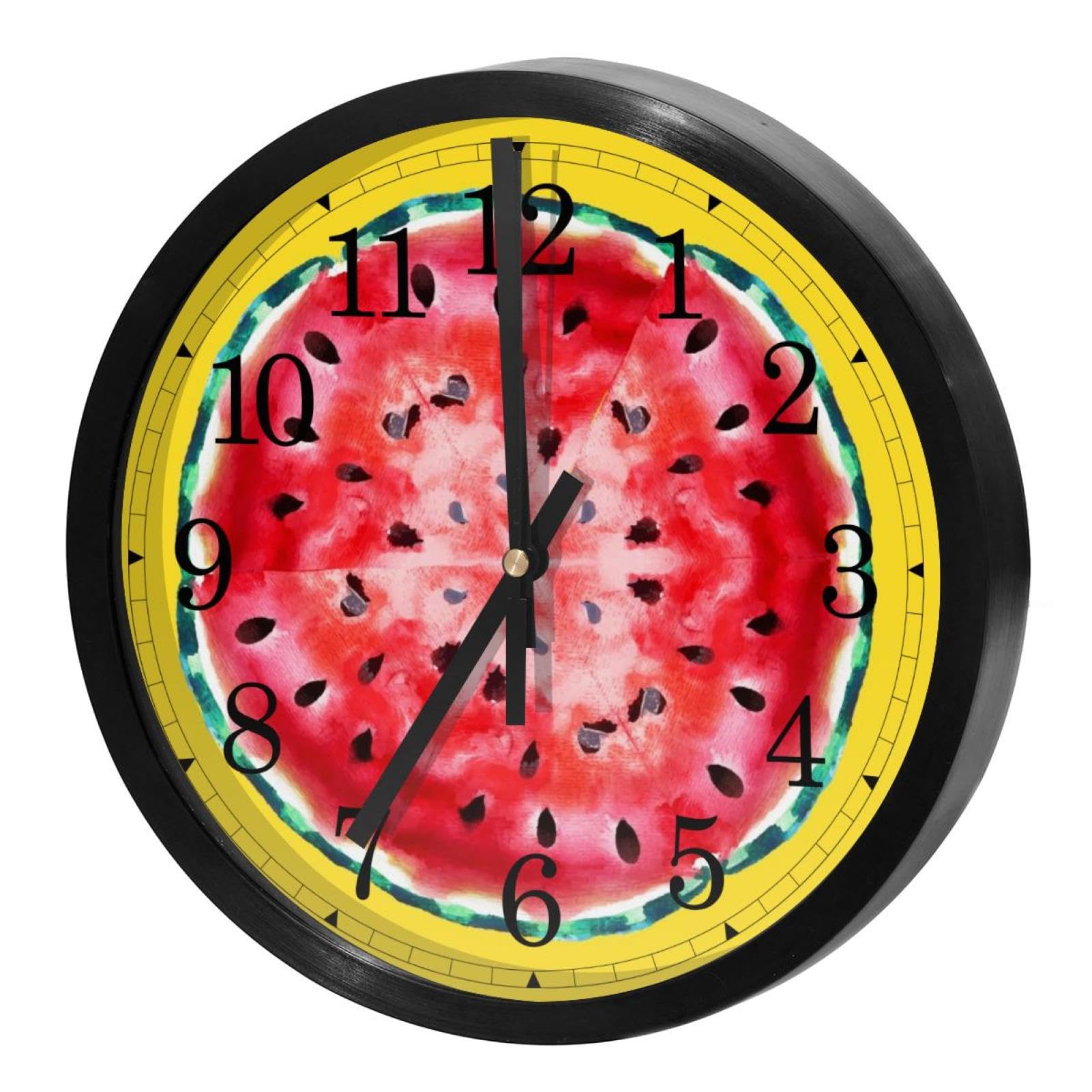 Horloge murale à quartz sans tic-tac ronde jaune pour école et bureau