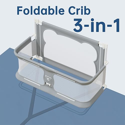 Miniatura 9 de Cuna portátil 3 en 1 para bebé, cama de bebé para dormir conjuntamente, corralito, adecuado para cama individual, matrimonial, King y Queen (47.3