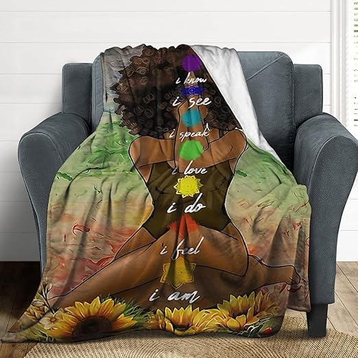 African Women Ethnic Blanket Soft Queen Flannel Throw Blanket Cozy Lightweight for Couch Sofa Home 50x40 Inch