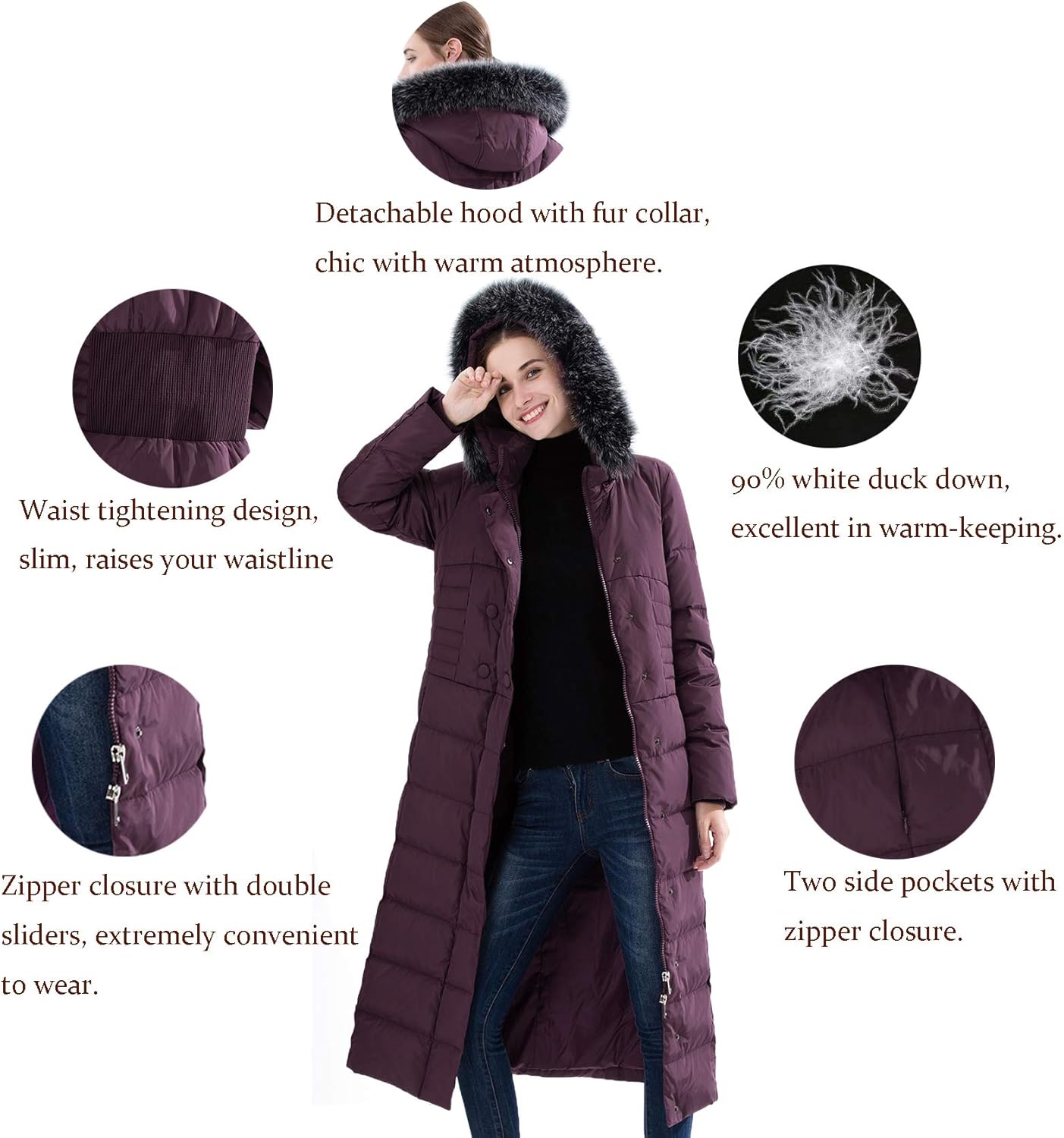 Obosoyo Women's Hooded Thickened Long Down Jacket Maxi Down Parka Puffer Coat - Image 3