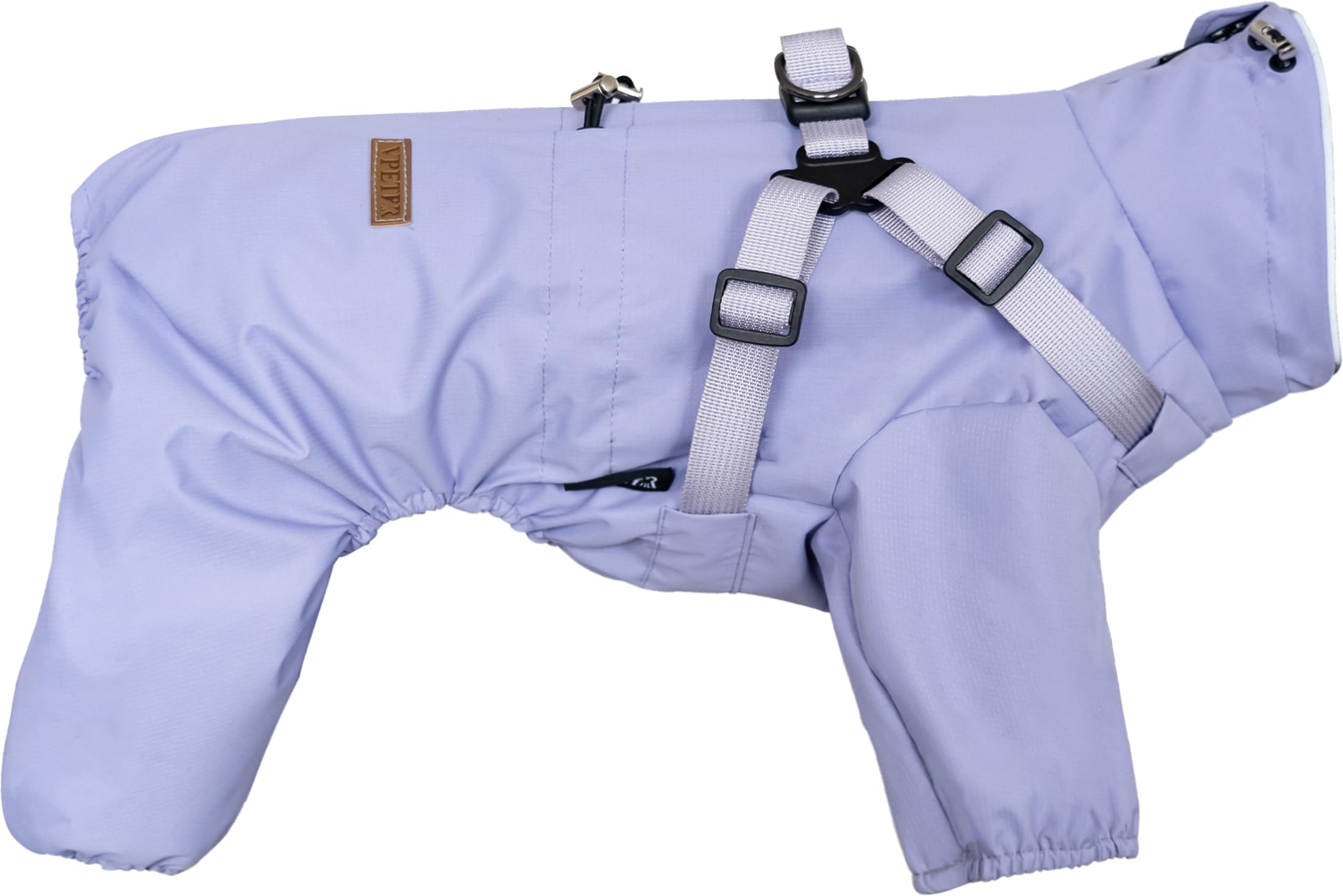 BT Bear Hundegeschirr, Regenmantel, verstellbar, 4 Beine, Hundejacke mit Geschirr, reflektierender Overall, wasserdichter Mantel für mittelgroße und große Hunde, Lila, Größe 4XL