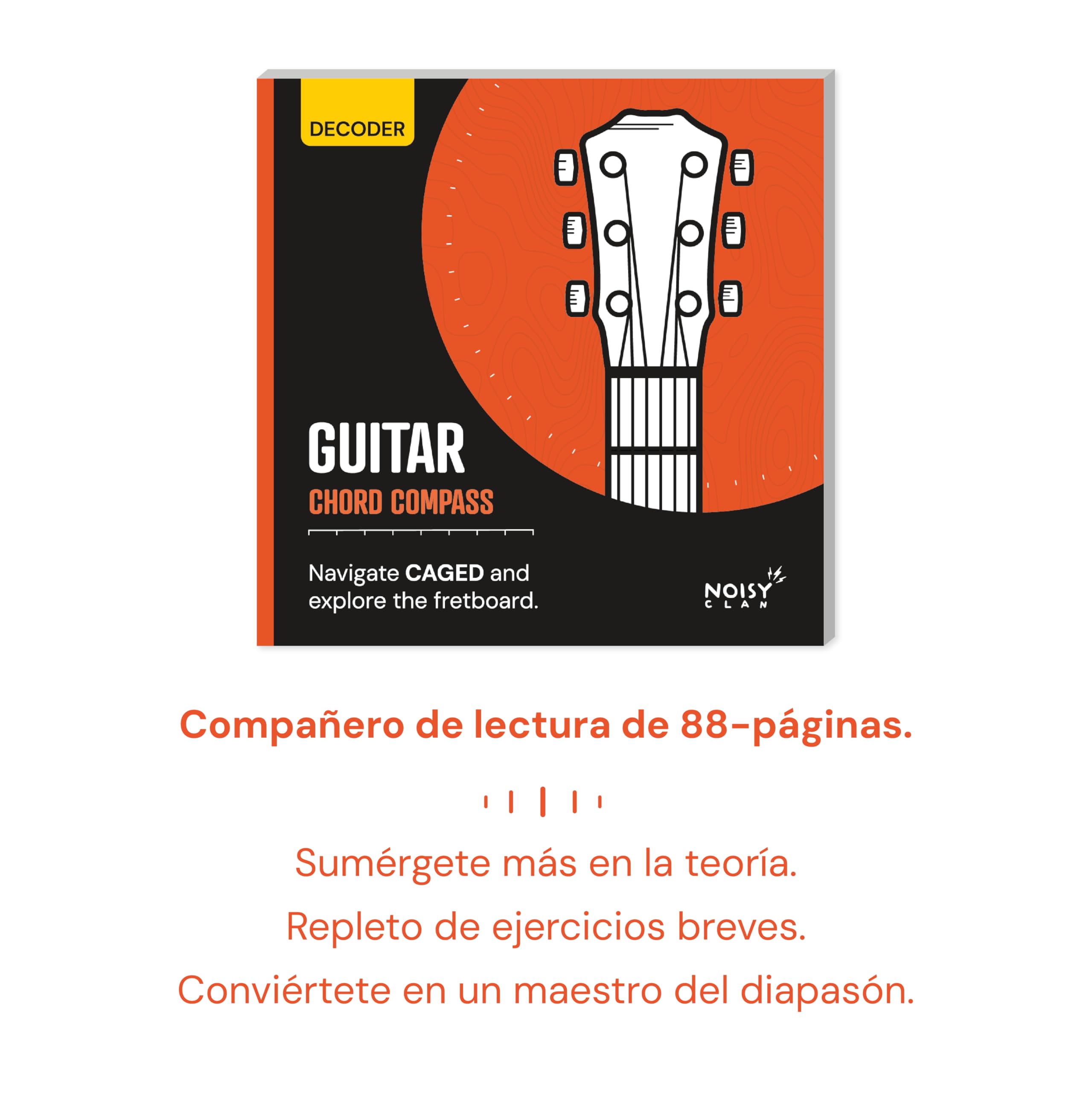 Brújula Deslizante de Acordes de Guitarra y Libro - Aprende el Sistema CAGED, Construye 1000+ Acordes en Cualquier Tono, Herramienta Decodificadora Visual del Diapasón y Libro de Teoría - Para