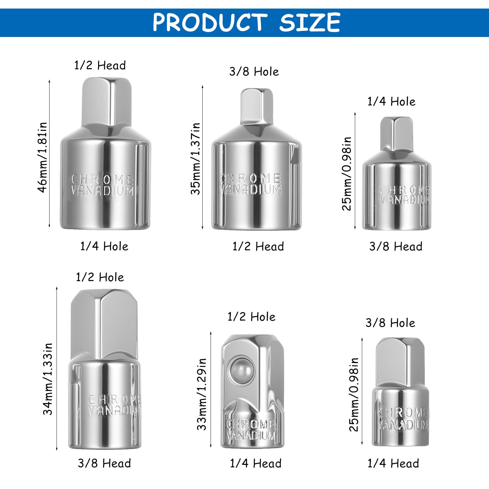 CCLIFE 6 Pièces Jeu D'adaptateurs De Douilles,adaptateur Augmentateur 1
