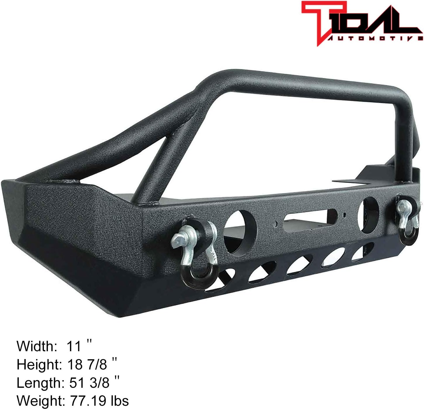 EAG Front Bumper with Fog light Housing and Winch Plate Fit for 07-18 Wrangler JK Offroad