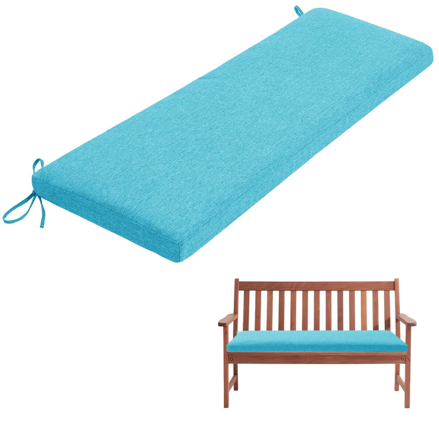 Cuscino per panca da esterno/interno, spesso, per giardino, balcone, altalena, 140 x 45 x 5 cm, azzurro, perfetto per mobili con pallet, divano e scarpiera