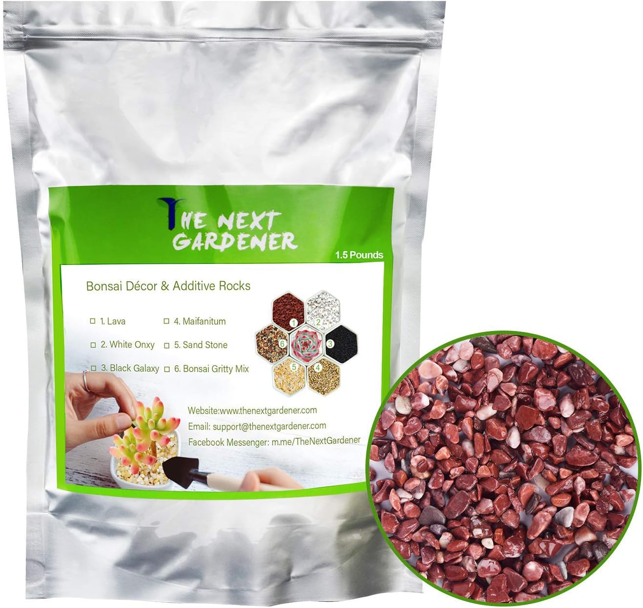 Succulent and Cactus Bonsai DIY Rocks, Red Pebbles for Terrarium, Fairy Gardening, Top Dressing, 1.5lb