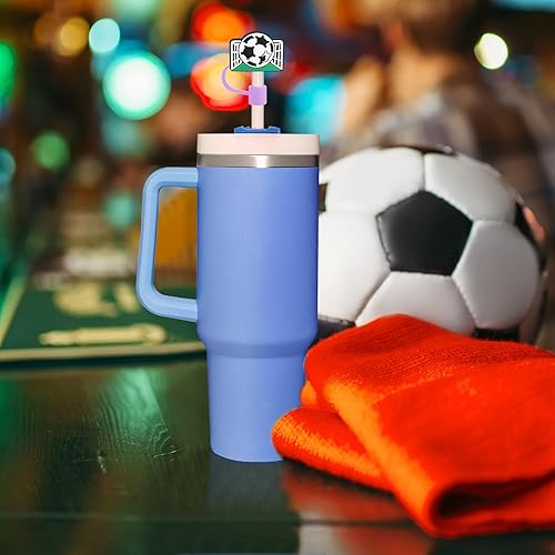 Miniatura 4 de 12 fundas de silicona reutilizables con punta de popote para fiestas deportivas, tapones para popotes, protector de popote deportivo para puntas de